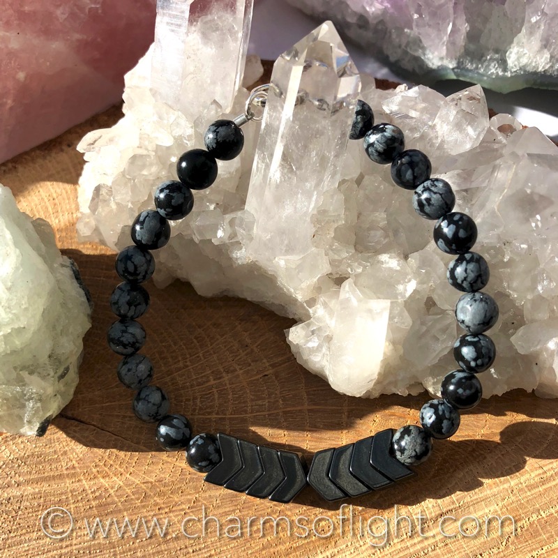 Snowflake Obsidian & Hematite Bracelet